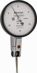 Mitutoyo - 0.03 Inch Range, 0.0005 Inch Dial Graduation, Horizontal Dial Test Indicator - 1.5748 Inch White Dial, 0-15-0 Dial Reading, Accurate to 0.0005 Inch - Eagle Tool & Supply