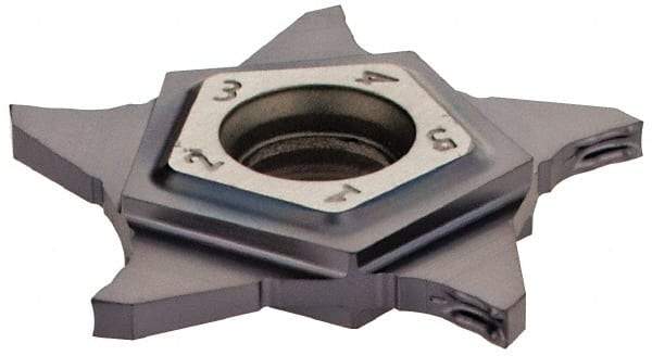 Iscar - PENTA Z IC908 Grade, 0.059" Cutting Width, Carbide Cutoff Insert - 0° Neutral Lead Angle, 0.004" Cnr Rad, TiAlN Coated, Other End - Eagle Tool & Supply