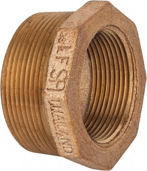 Merit Brass - Class 125, 2 x 1-1/2" Internal Pipe, Lead Free Brass Hex Bushing - MNPT x FNPT - Eagle Tool & Supply
