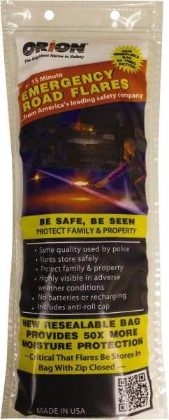 ORION Safety - 18 Piece, Road Flare Highway Safety Kit - Eighteen 15 Minute Flares - Eagle Tool & Supply