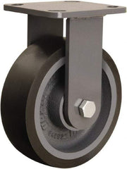 Hamilton - 6" Diam x 2" Wide x 7-1/2" OAH Top Plate Mount Rigid Caster - Polyurethane Mold onto Cast Iron Center, 1,560 Lb Capacity, Sealed Precision Ball Bearing, 4 x 4-1/2" Plate - Eagle Tool & Supply