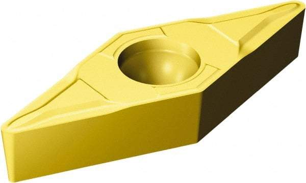 Sandvik Coromant - VBMT220 PF Grade 1525 Carbide Turning Insert - TiCN/TiN Finish, 35° Diamond, 1/4" Inscr Circle, 1/8" Thick, 0.2mm Corner Radius - Eagle Tool & Supply