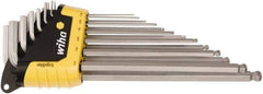 Wiha - 13 Piece L-Key Ball End Hex Key Set - Hex Range 0.05 to 3/8" - Eagle Tool & Supply