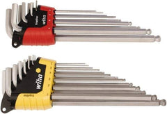 Wiha - 22 Piece L-Key Ball End Hex Key Set - Hex Range 0.05 to 3/8" - Eagle Tool & Supply