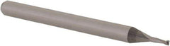 Accupro - 0.037", 0.111" LOC, 1/8" Shank Diam, 1-1/2" OAL, 2 Flute, Solid Carbide Square End Mill - Single End, Uncoated, Spiral Flute, 30° Helix, Centercutting, Right Hand Cut, Right Hand Flute, Series Miniature - Eagle Tool & Supply