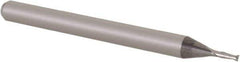 Accupro - 0.036", 0.108" LOC, 1/8" Shank Diam, 1-1/2" OAL, 2 Flute, Solid Carbide Square End Mill - Single End, Uncoated, Spiral Flute, 30° Helix, Centercutting, Right Hand Cut, Right Hand Flute, Series Miniature - Eagle Tool & Supply