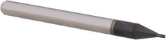 Accupro - 0.029", 0.043" LOC, 1/8" Shank Diam, 1-1/2" OAL, 4 Flute, Solid Carbide Square End Mill - Single End, AlTiN Finish, Spiral Flute, 30° Helix, Centercutting, Right Hand Cut, Right Hand Flute, Series Miniature - Eagle Tool & Supply