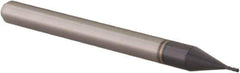 Accupro - 0.019", 0.057" LOC, 1/8" Shank Diam, 1-1/2" OAL, 4 Flute, Solid Carbide Square End Mill - Single End, AlTiN Finish, Spiral Flute, 30° Helix, Centercutting, Right Hand Cut, Right Hand Flute, Series Miniature - Eagle Tool & Supply