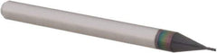 Accupro - 0.018", 0.054" LOC, 1/8" Shank Diam, 1-1/2" OAL, 4 Flute, Solid Carbide Square End Mill - Single End, AlTiN Finish, Spiral Flute, 30° Helix, Centercutting, Right Hand Cut, Right Hand Flute, Series Miniature - Eagle Tool & Supply