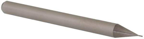 Accupro - 0.012", 0.036" LOC, 1/8" Shank Diam, 1-1/2" OAL, 4 Flute, Solid Carbide Square End Mill - Single End, Uncoated, Spiral Flute, 30° Helix, Centercutting, Right Hand Cut, Right Hand Flute, Series Miniature - Eagle Tool & Supply