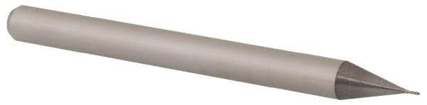 Accupro - 0.011", 0.033" LOC, 1/8" Shank Diam, 1-1/2" OAL, 4 Flute, Solid Carbide Square End Mill - Single End, Uncoated, Spiral Flute, 30° Helix, Centercutting, Right Hand Cut, Right Hand Flute, Series Miniature - Eagle Tool & Supply