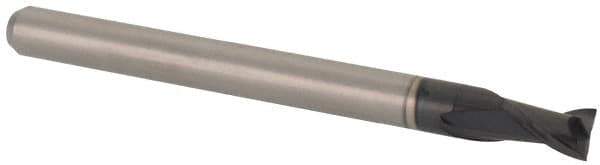 Accupro - 0.12", 0.18" LOC, 1/8" Shank Diam, 1-1/2" OAL, 2 Flute, Solid Carbide Square End Mill - Single End, AlTiN Finish, Spiral Flute, 30° Helix, Centercutting, Right Hand Cut, Right Hand Flute, Series Miniature - Eagle Tool & Supply