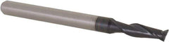 Accupro - 0.11", 0.33" LOC, 1/8" Shank Diam, 1-1/2" OAL, 2 Flute, Solid Carbide Square End Mill - Single End, AlTiN Finish, Spiral Flute, 30° Helix, Centercutting, Right Hand Cut, Right Hand Flute, Series Miniature - Eagle Tool & Supply