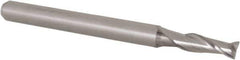 Accupro - 0.105", 0.315" LOC, 1/8" Shank Diam, 1-1/2" OAL, 2 Flute, Solid Carbide Square End Mill - Single End, Uncoated, Spiral Flute, 30° Helix, Centercutting, Right Hand Cut, Right Hand Flute, Series Miniature - Eagle Tool & Supply