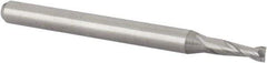 Accupro - 5/64", 0.234" LOC, 1/8" Shank Diam, 1-1/2" OAL, 2 Flute, Solid Carbide Square End Mill - Single End, Uncoated, Spiral Flute, 30° Helix, Centercutting, Right Hand Cut, Right Hand Flute, Series Miniature - Eagle Tool & Supply
