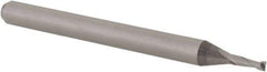 Accupro - 0.046", 0.138" LOC, 1/8" Shank Diam, 1-1/2" OAL, 2 Flute, Solid Carbide Square End Mill - Single End, Uncoated, Spiral Flute, 30° Helix, Centercutting, Right Hand Cut, Right Hand Flute, Series Miniature - Eagle Tool & Supply