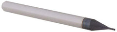 Accupro - 0.021", 0.063" LOC, 1/8" Shank Diam, 1-1/2" OAL, 4 Flute, Solid Carbide Square End Mill - Single End, AlTiN Finish, Spiral Flute, 30° Helix, Centercutting, Right Hand Cut, Right Hand Flute, Series Miniature - Eagle Tool & Supply