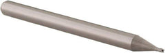 Accupro - 0.03", 0.045" LOC, 1/8" Shank Diam, 1-1/2" OAL, 4 Flute, Solid Carbide Square End Mill - Single End, Uncoated, Spiral Flute, 30° Helix, Centercutting, Right Hand Cut, Right Hand Flute, Series Miniature - Eagle Tool & Supply