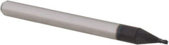 Accupro - 0.032", 0.048" LOC, 1/8" Shank Diam, 1-1/2" OAL, 4 Flute, Solid Carbide Square End Mill - Single End, AlTiN Finish, Spiral Flute, 30° Helix, Centercutting, Right Hand Cut, Right Hand Flute, Series Miniature - Eagle Tool & Supply