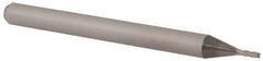 Accupro - 0.032", 0.096" LOC, 1/8" Shank Diam, 1-1/2" OAL, 4 Flute, Solid Carbide Square End Mill - Single End, Uncoated, Spiral Flute, 30° Helix, Centercutting, Right Hand Cut, Right Hand Flute, Series Miniature - Eagle Tool & Supply