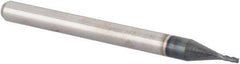 Accupro - 0.028", 0.084" LOC, 1/8" Shank Diam, 1-1/2" OAL, 4 Flute, Solid Carbide Square End Mill - Single End, AlTiN Finish, Spiral Flute, 30° Helix, Centercutting, Right Hand Cut, Right Hand Flute, Series Miniature - Eagle Tool & Supply
