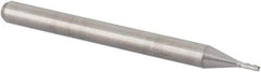 Accupro - 0.034", 0.102" LOC, 1/8" Shank Diam, 1-1/2" OAL, 4 Flute, Solid Carbide Square End Mill - Single End, Uncoated, Spiral Flute, 30° Helix, Centercutting, Right Hand Cut, Right Hand Flute, Series Miniature - Eagle Tool & Supply