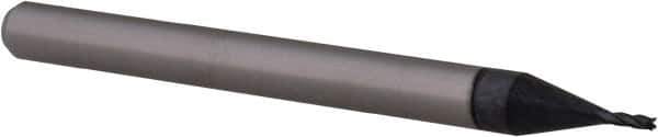 Accupro - 0.029", 0.087" LOC, 1/8" Shank Diam, 1-1/2" OAL, 4 Flute, Solid Carbide Square End Mill - Single End, AlTiN Finish, Spiral Flute, 30° Helix, Centercutting, Right Hand Cut, Right Hand Flute, Series Miniature - Eagle Tool & Supply