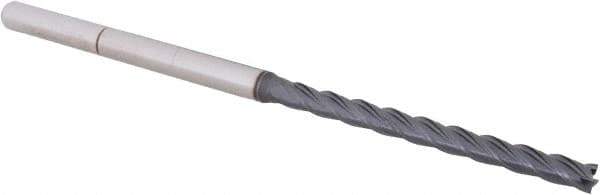 Accupro - 5/32", 1-7/8" LOC, 3/16" Shank Diam, 4" OAL, 4 Flute, Solid Carbide Square End Mill - Single End, AlTiN Finish, Spiral Flute, 30° Helix, Centercutting, Right Hand Cut, Right Hand Flute, Series Miniature - Eagle Tool & Supply