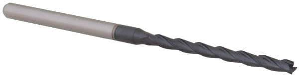 Accupro - 3/32", 1-1/8" LOC, 1/8" Shank Diam, 2-1/2" OAL, 3 Flute, Solid Carbide Square End Mill - Single End, AlTiN Finish, Spiral Flute, 30° Helix, Centercutting, Right Hand Cut, Right Hand Flute, Series Miniature - Eagle Tool & Supply