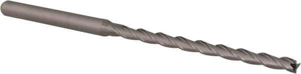 Accupro - 3/32", 1.4" LOC, 1/8" Shank Diam, 3" OAL, 3 Flute, Solid Carbide Square End Mill - Single End, Uncoated, Spiral Flute, 30° Helix, Centercutting, Right Hand Cut, Right Hand Flute, Series Miniature - Eagle Tool & Supply