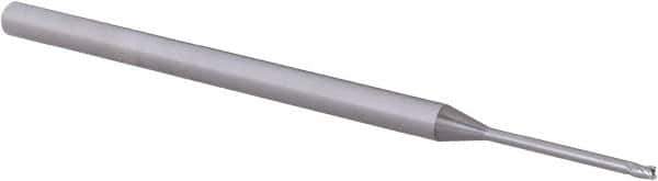 Accupro - 3/64", 0.07" LOC, 1/8" Shank Diam, 2-1/2" OAL, 3 Flute, Solid Carbide Square End Mill - Single End, Uncoated, Spiral Flute, 30° Helix, Centercutting, Right Hand Cut, Right Hand Flute, Series Miniature - Eagle Tool & Supply