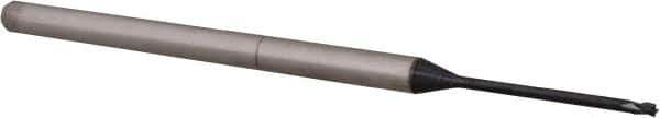 Accupro - 0.045", 0.067" LOC, 1/8" Shank Diam, 2-1/2" OAL, 3 Flute, Solid Carbide Square End Mill - Single End, AlTiN Finish, Spiral Flute, 30° Helix, Centercutting, Right Hand Cut, Right Hand Flute, Series Miniature - Eagle Tool & Supply