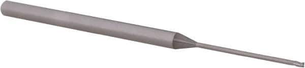 Accupro - 0.04", 0.06" LOC, 1/8" Shank Diam, 2-1/2" OAL, 3 Flute, Solid Carbide Square End Mill - Single End, Uncoated, Spiral Flute, 30° Helix, Centercutting, Right Hand Cut, Right Hand Flute, Series Miniature - Eagle Tool & Supply
