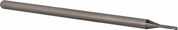 Accupro - 0.0394", 0.059" LOC, 1/8" Shank Diam, 2-1/2" OAL, 3 Flute, Solid Carbide Square End Mill - Single End, Uncoated, Spiral Flute, 30° Helix, Centercutting, Right Hand Cut, Right Hand Flute, Series Miniature - Eagle Tool & Supply