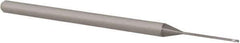 Accupro - 0.025", 0.037" LOC, 1/8" Shank Diam, 2-1/2" OAL, 3 Flute, Solid Carbide Square End Mill - Single End, Uncoated, Spiral Flute, 30° Helix, Centercutting, Right Hand Cut, Right Hand Flute, Series Miniature - Eagle Tool & Supply