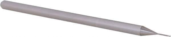 Accupro - 1/64", 0.022" LOC, 1/8" Shank Diam, 2-1/2" OAL, 3 Flute, Solid Carbide Square End Mill - Single End, Uncoated, Spiral Flute, 30° Helix, Centercutting, Right Hand Cut, Right Hand Flute, Series Miniature - Eagle Tool & Supply