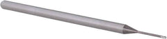 Accupro - 0.03", 0.045" LOC, 1/8" Shank Diam, 2-1/2" OAL, 3 Flute, Solid Carbide Square End Mill - Single End, Uncoated, Spiral Flute, 30° Helix, Centercutting, Right Hand Cut, Right Hand Flute, Series Miniature - Eagle Tool & Supply