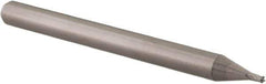 Accupro - 0.033", 0.049" LOC, 1/8" Shank Diam, 1-1/2" OAL, 4 Flute, Solid Carbide Square End Mill - Single End, Uncoated, Spiral Flute, 30° Helix, Centercutting, Right Hand Cut, Right Hand Flute, Series Miniature - Eagle Tool & Supply