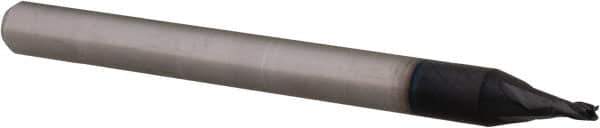 Accupro - 0.04", 0.06" LOC, 1/8" Shank Diam, 1-1/2" OAL, 4 Flute, Solid Carbide Square End Mill - Single End, AlTiN Finish, Spiral Flute, 30° Helix, Centercutting, Right Hand Cut, Right Hand Flute, Series Miniature - Eagle Tool & Supply