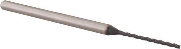 Accupro - 0.0469", 0.71" LOC, 1/8" Shank Diam, 2-1/2" OAL, 3 Flute, Solid Carbide Square End Mill - Single End, AlTiN Finish, Spiral Flute, 30° Helix, Centercutting, Right Hand Cut, Right Hand Flute, Series Miniature - Eagle Tool & Supply