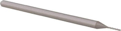 Accupro - 0.025", 0.203" LOC, 1/8" Shank Diam, 2-1/2" OAL, 3 Flute, Solid Carbide Square End Mill - Single End, Uncoated, Spiral Flute, 30° Helix, Centercutting, Right Hand Cut, Right Hand Flute, Series Miniature - Eagle Tool & Supply