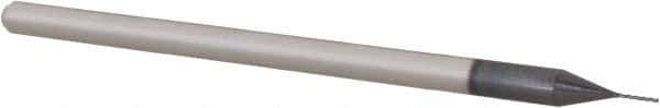Accupro - 0.0156", 1/8" LOC, 1/8" Shank Diam, 2-1/2" OAL, 3 Flute, Solid Carbide Square End Mill - Single End, AlTiN Finish, Spiral Flute, 30° Helix, Centercutting, Right Hand Cut, Right Hand Flute, Series Miniature - Eagle Tool & Supply