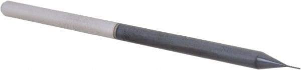 Accupro - 0.01", 0.08" LOC, 1/8" Shank Diam, 2-1/2" OAL, 3 Flute, Solid Carbide Square End Mill - Single End, AlTiN Finish, Spiral Flute, 30° Helix, Centercutting, Right Hand Cut, Right Hand Flute, Series Miniature - Eagle Tool & Supply