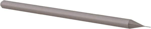 Accupro - 0.01", 0.08" LOC, 1/8" Shank Diam, 2-1/2" OAL, 3 Flute, Solid Carbide Square End Mill - Single End, Uncoated, Spiral Flute, 30° Helix, Centercutting, Right Hand Cut, Right Hand Flute, Series Miniature - Eagle Tool & Supply