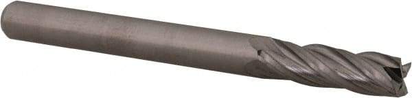 Accupro - 3/16", 5/8" LOC, 3/16" Shank Diam, 2" OAL, 4 Flute, Solid Carbide Square End Mill - Single End, Uncoated, Spiral Flute, 30° Helix, Centercutting, Right Hand Cut, Right Hand Flute, Series Miniature - Eagle Tool & Supply