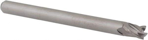 Accupro - 0.12", 0.18" LOC, 1/8" Shank Diam, 1-1/2" OAL, 4 Flute, Solid Carbide Square End Mill - Single End, Uncoated, Spiral Flute, 30° Helix, Centercutting, Right Hand Cut, Right Hand Flute, Series Miniature - Eagle Tool & Supply
