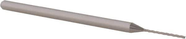 Accupro - 1/32", 0.47" LOC, 1/8" Shank Diam, 2-1/2" OAL, 3 Flute, Solid Carbide Square End Mill - Single End, Uncoated, Spiral Flute, 30° Helix, Centercutting, Right Hand Cut, Right Hand Flute, Series Miniature - Eagle Tool & Supply