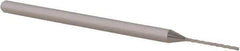 Accupro - 1/32", 0.47" LOC, 1/8" Shank Diam, 2-1/2" OAL, 3 Flute, Solid Carbide Square End Mill - Single End, Uncoated, Spiral Flute, 30° Helix, Centercutting, Right Hand Cut, Right Hand Flute, Series Miniature - Eagle Tool & Supply