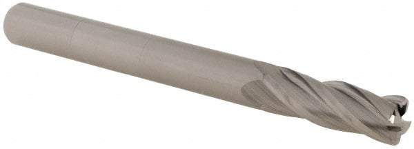 Accupro - 1/4", 4 Flute, Single End, Solid Carbide, 0.03" Corner Radius End Mill - 2-1/2" OAL, 30° Helix, Right Hand Flute, 3/4" LOC, Right Hand Cut - Eagle Tool & Supply