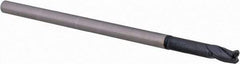 Accupro - 1/8", 3 Flute, Single End, Solid Carbide, 0.03" Corner Radius End Mill - 2-1/2" OAL, 30° Helix, Right Hand Flute, 3/16" LOC, Right Hand Cut, 5/8" Extended Reach - Eagle Tool & Supply